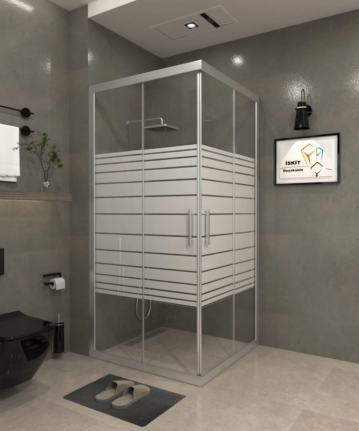 İskit Duşakabin desenli beyaz seri 06