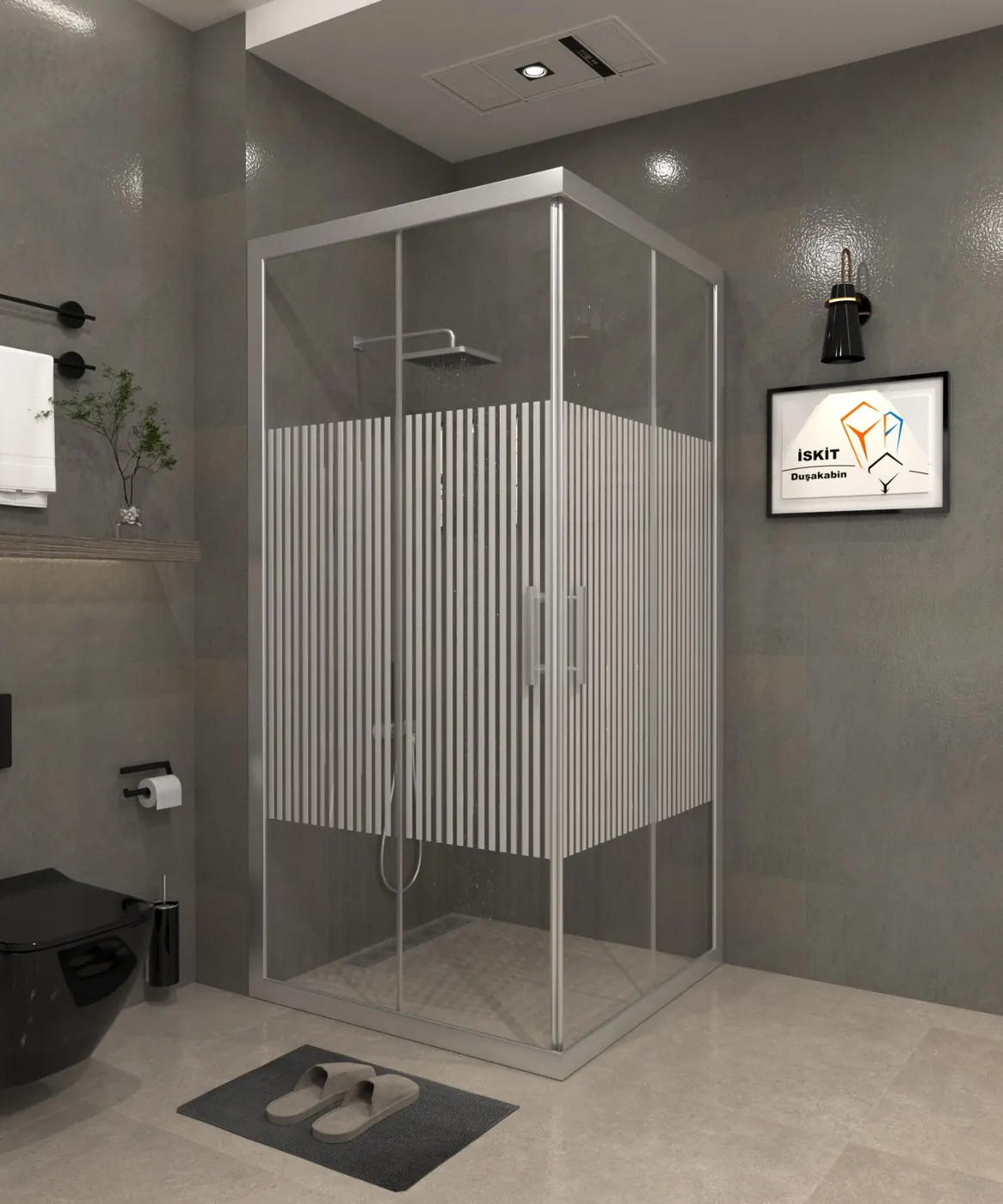 İskit Duşakabin desenli beyaz seri 07