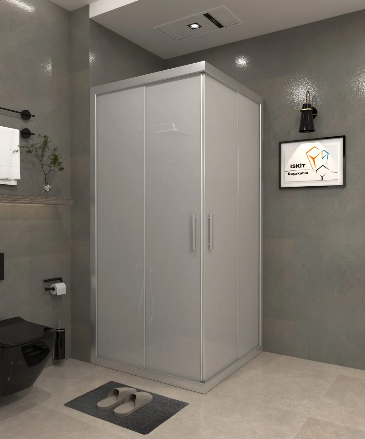 İskit Duşakabin desenli beyaz seri 09