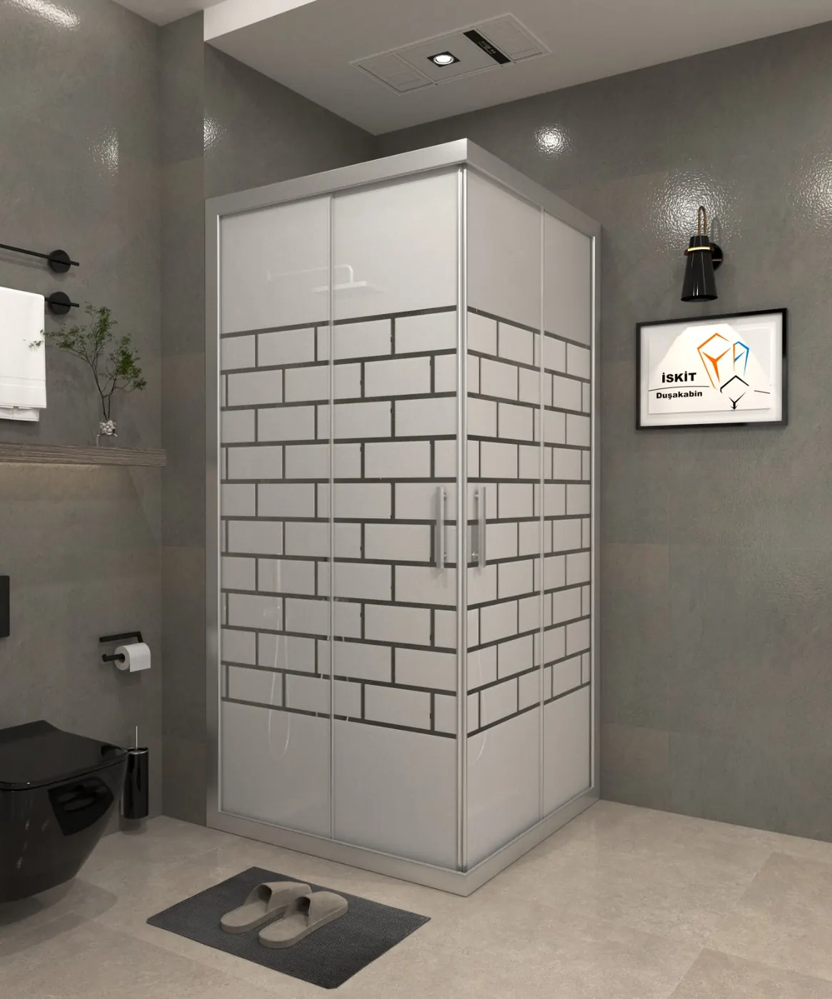 İskit Duşakabin desenli beyaz seri 18