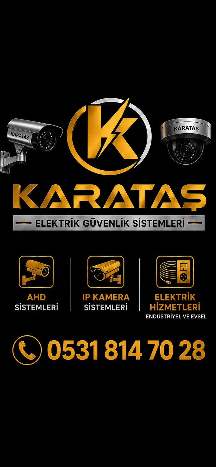 Karataş Elektrik Güvenlik Sistemleri logo ve iletişim afişi